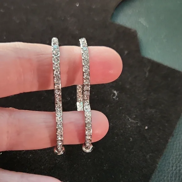 Silver Heart Hoop Earrings - Picture 2 of 3